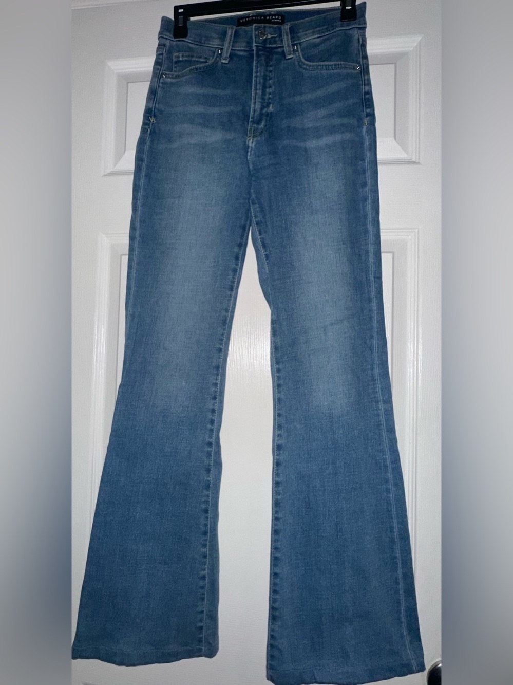 Veronica Beard High-Rise Flare Jeans - Medium Blue